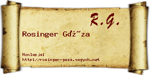 Rosinger Géza névjegykártya