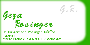 geza rosinger business card